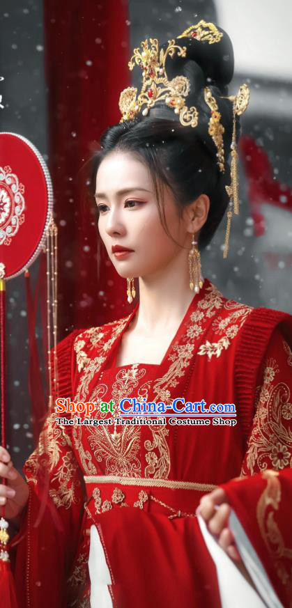One and Only Chinese Ancient Bride Clothing Traditional Wedding Garments TV Series Prince Princess Cui Shi Yi Red Dress Costume