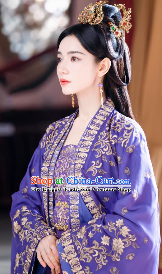 Chinese One and Only TV Series Empress Garments Ancient Imperial Consort Clothing Traditional Court Purple Dress