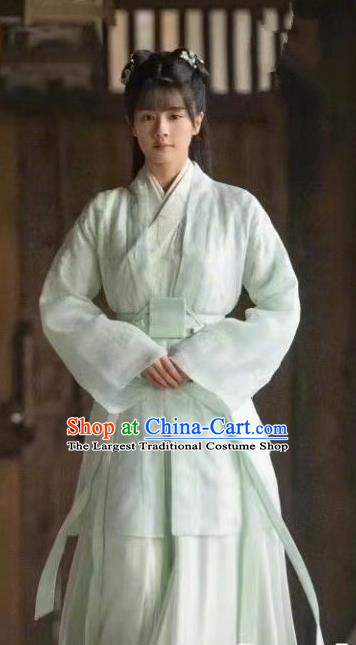 Chinese Ancient Noble Lady Clothing Traditional Princess Garment Costume One and Only TV Series Cui Shi Yi Aqua Dress