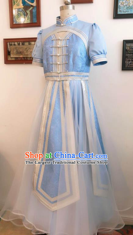 Chinese Ethnic Wedding Dress Mongol Nationality Woman Garment Costume Mongolian Festival Clothing