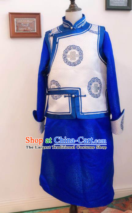 Chinese Mongolian Festival Clothing Ethnic Folk Dance Apparel Mongol Nationality Children Garment Costume