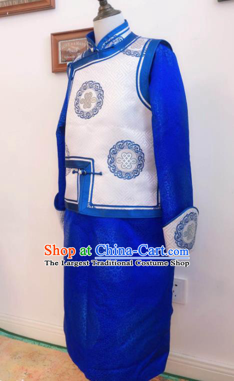 Chinese Mongolian Festival Clothing Ethnic Folk Dance Apparel Mongol Nationality Children Garment Costume