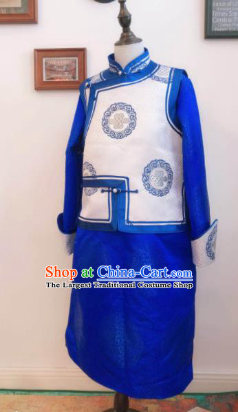 Chinese Mongolian Festival Clothing Ethnic Folk Dance Apparel Mongol Nationality Children Garment Costume