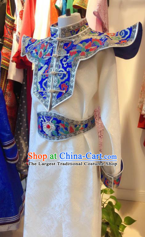 Chinese Ethnic Boy Robe Mongol Nationality Folk Dance Garment Costume Mongolian Festival Clothing