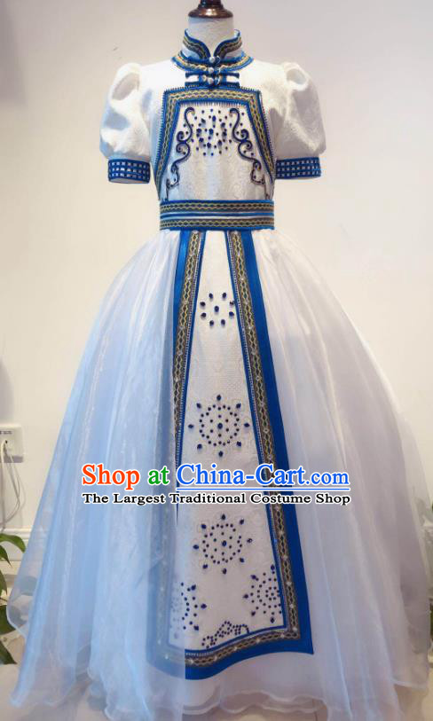 Chinese Mongol Nationality Garment Costume Mongolian Folk Dance Clothing Ethnic Festival Girl Dress