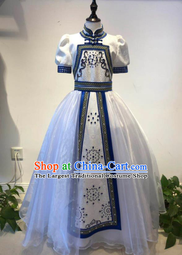 Chinese Mongol Nationality Garment Costume Mongolian Folk Dance Clothing Ethnic Festival Girl Dress