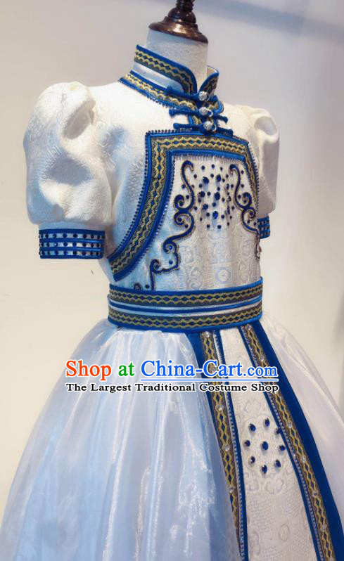 Chinese Mongol Nationality Garment Costume Mongolian Folk Dance Clothing Ethnic Festival Girl Dress