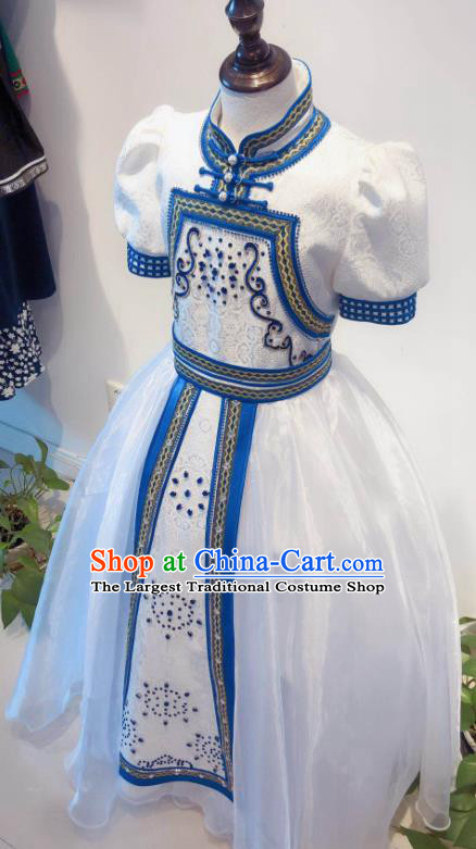 Chinese Mongol Nationality Garment Costume Mongolian Folk Dance Clothing Ethnic Festival Girl Dress