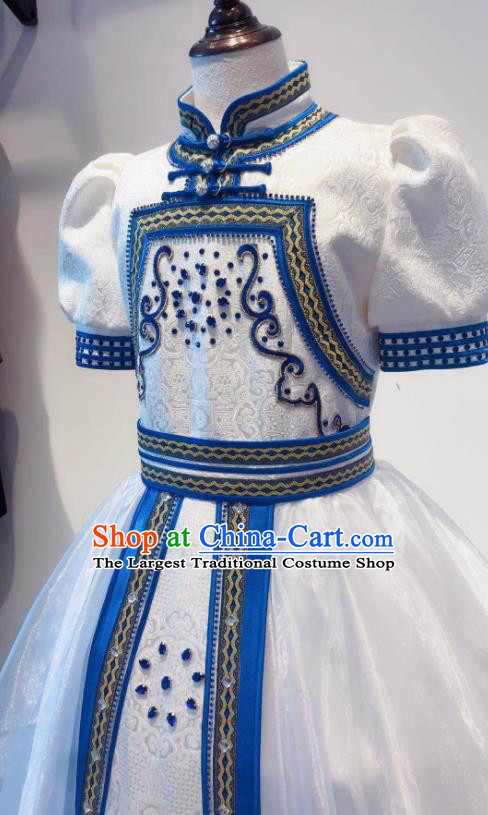Chinese Mongol Nationality Garment Costume Mongolian Folk Dance Clothing Ethnic Festival Girl Dress
