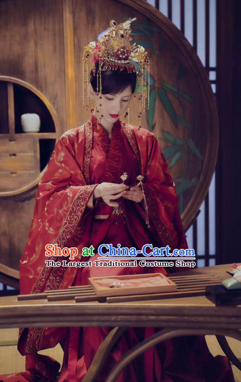 Chinese TV Series Love and Redemption Wedding Dress Ancient Bride Clothing Traditional Wuxia Beauty Garment Costumes