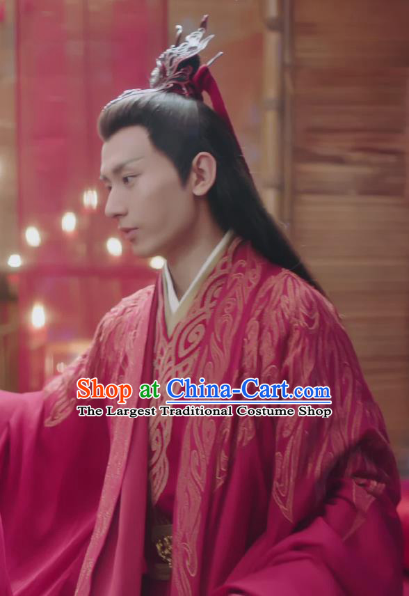 Chinese TV Series Love and Redemption Yu Si Feng Red Dresses Ancient Groom Clothing Traditional Wedding Garment Costumes