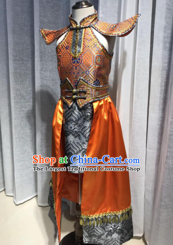 Chinese Mongolian Festival Dance Clothing Ethnic Costumes Mongol Nationality Girl Dress Garment