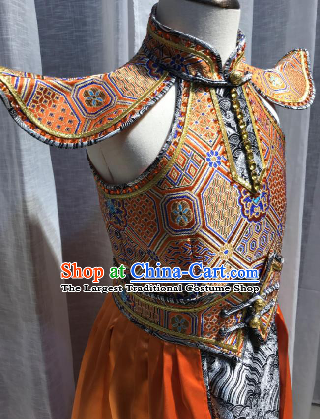 Chinese Mongolian Festival Dance Clothing Ethnic Costumes Mongol Nationality Girl Dress Garment