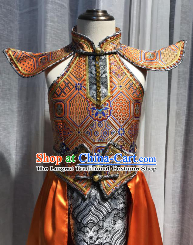 Chinese Mongolian Festival Dance Clothing Ethnic Costumes Mongol Nationality Girl Dress Garment