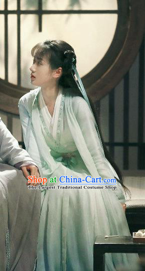 Chinese TV Series Love and Redemption Chu Xuan Ji Green Dress Ancient Young Beauty Clothing Traditional Wuxia Swordswoman Garment Costumes