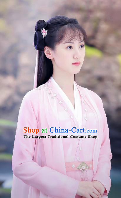 Chinese Traditional Wuxia TV Series Swordswoman Garment Costumes Love and Redemption Chu Xuan Ji Pink Dress Ancient Young Beauty Clothing