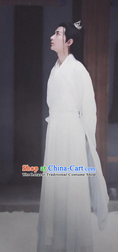Chinese Ancient Young Knight Clothing Wuxia Swordsman White Garment TV Series Love and Redemption Replica Costumes