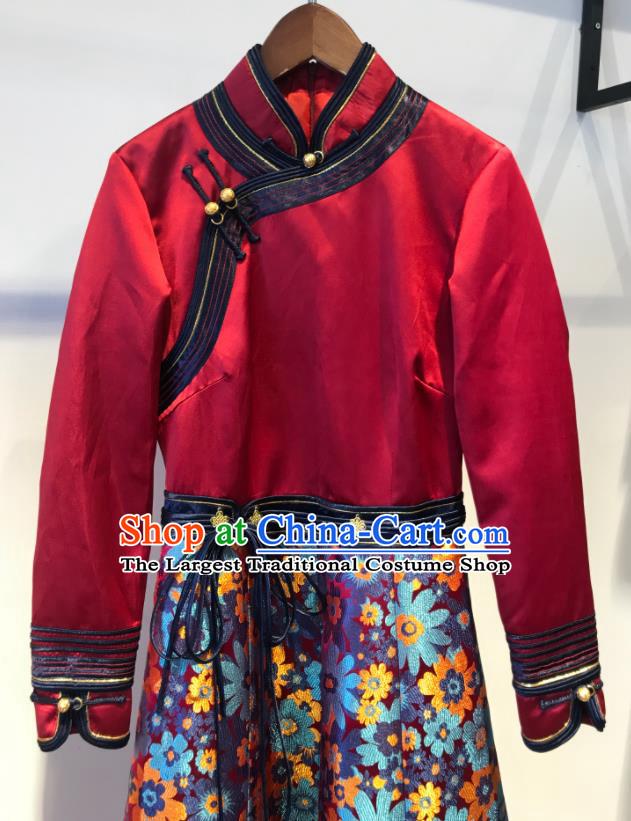 Chinese Mongol Nationality Performance Costume Mongolian Folk Dance Dress Ethnic Festival Performance Clothing