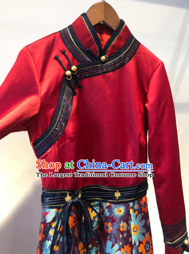Chinese Mongol Nationality Performance Costume Mongolian Folk Dance Dress Ethnic Festival Performance Clothing