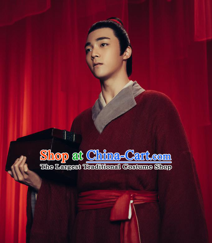 Chinese Romance Movie Soul Snatcher Wang Zi Jin Clothing Traditional Young Childe Garment Ancient Scholar Red Robe Costume