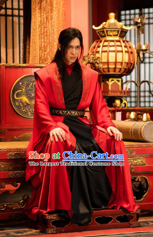 Chinese Traditional Swordsman Garments Ancient Kung Fu Master Costume Wuxia TV Series Heroes Su Mengzhen Red Clothing