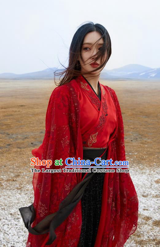 Chinese Wuxia TV Series Heroes Lei Chun Clothing Traditional Wedding Dress Ancient Noble Lady Red Costume