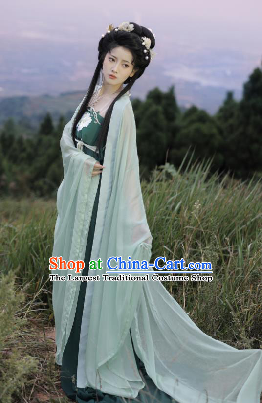 Chinese Ancient Court Beauty Clothing Tang Dynasty Princess Garment Costumes Traditional Green Hanfu Dress