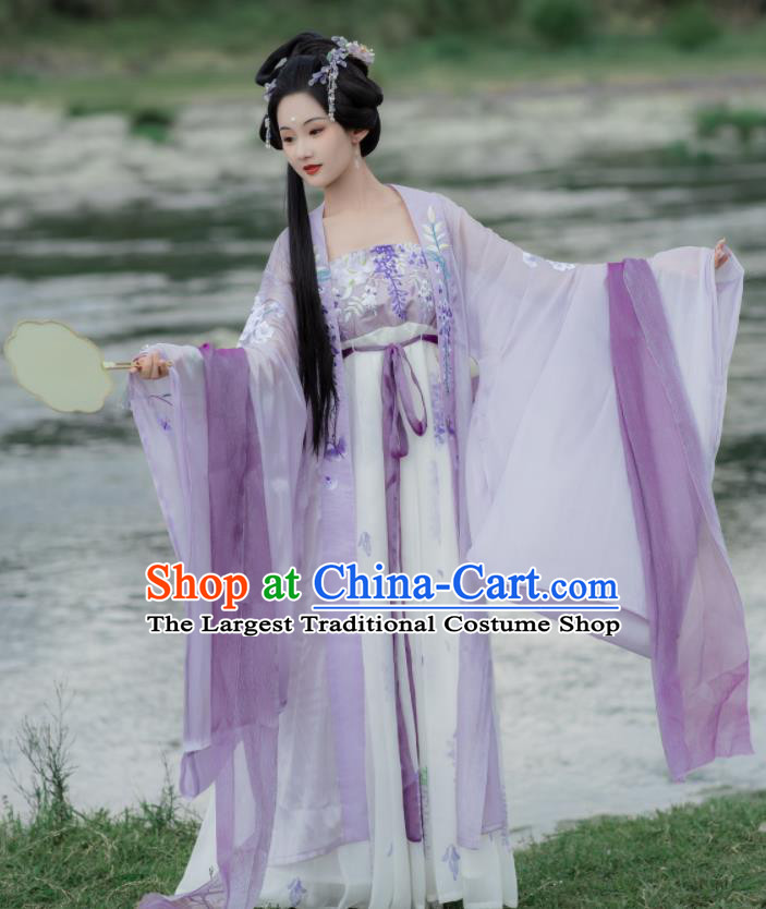 Chinese Traditional Purple Hanfu Dress Ancient Imperial Consort Clothing Song Dynasty Princess Garment Costumes