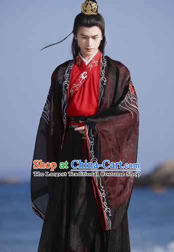 Chinese Ancient Dragon King Clothing Jin Dynasty Prince Garment Costumes Traditional Swordsman Hanfu Dress