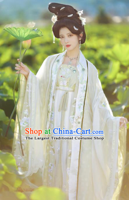 Chinese Traditional Embroidered Hanfu Dress Ancient Goddess Clothing Tang Dynasty Imperial Consort Garment Costumes