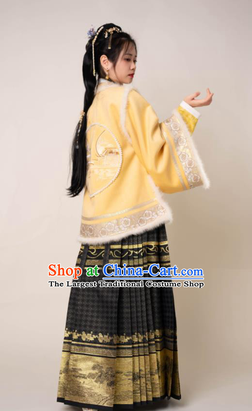 Chinese Ancient Noble Lady Clothing Ming Dynasty Princess Garment Costumes Traditional Winter Hanfu Jacket and Skirt Complete Set