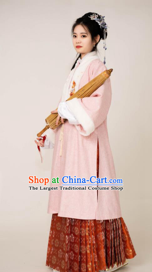 Chinese Ancient Young Beauty Clothing Traditional Hanfu Garments Ming Dynasty Noble Lady Costumes Complete Set