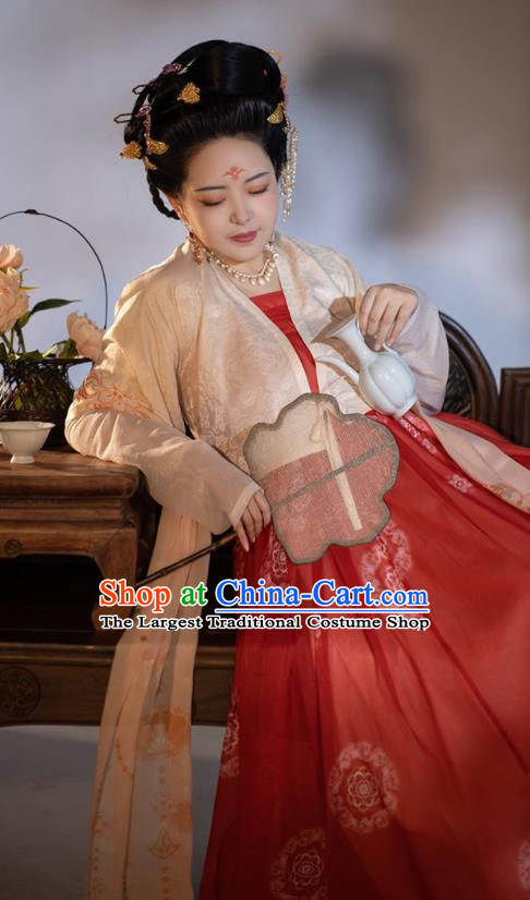 Chinese Traditional Hanfu Dresses Tang Dynasty Court Woman Costumes Ancient Goddess Clothing
