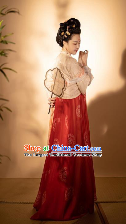 Chinese Traditional Hanfu Dresses Tang Dynasty Court Woman Costumes Ancient Goddess Clothing