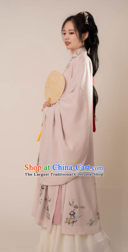 Chinese Ming Dynasty Noble Woman Costumes Ancient Young Mistress Clothing Traditional Hanfu Cloak Gown and Skirt Complete Set