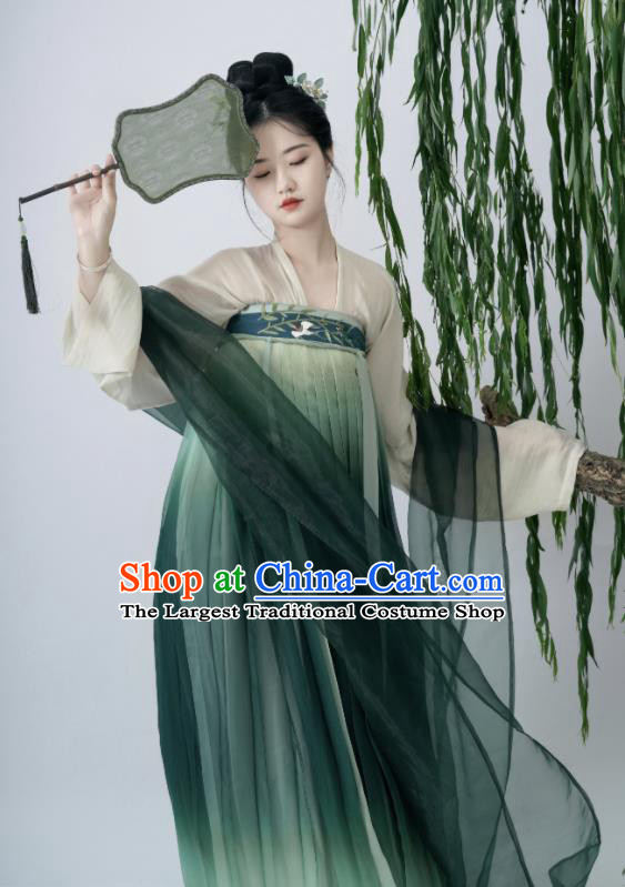 Chinese Traditional Green Hanfu Dress Tang Dynasty Young Lady Costumes Ancient Princess Clothing