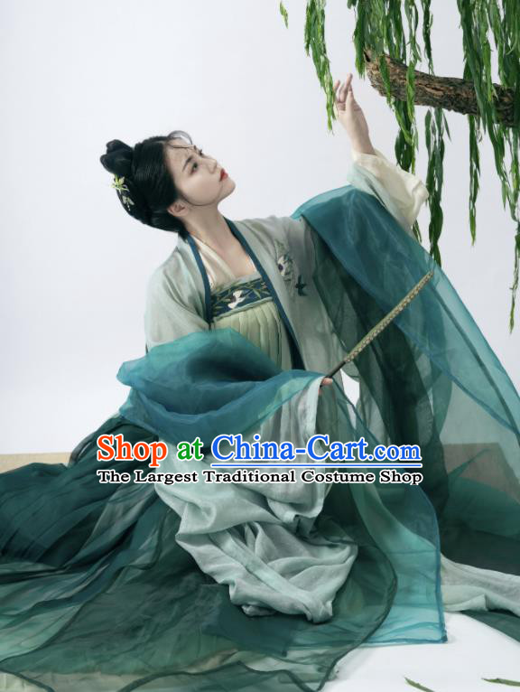Chinese Traditional Green Hanfu Dress Tang Dynasty Young Lady Costumes Ancient Princess Clothing