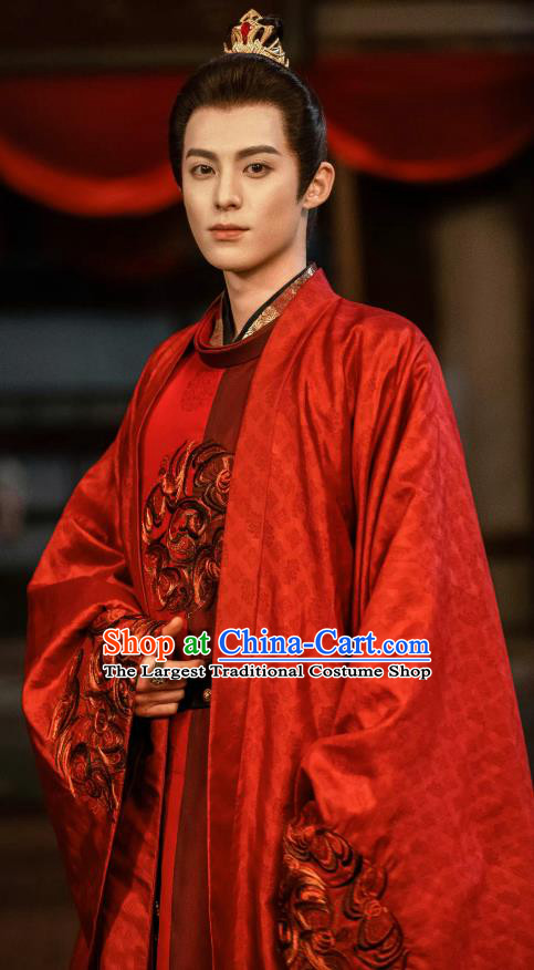 Chinese Drama Love Between Fairy and Devil Dongfang Qing Cang Wedding Garments Ancient Young Lord Costumes Swordsman Red Clothing