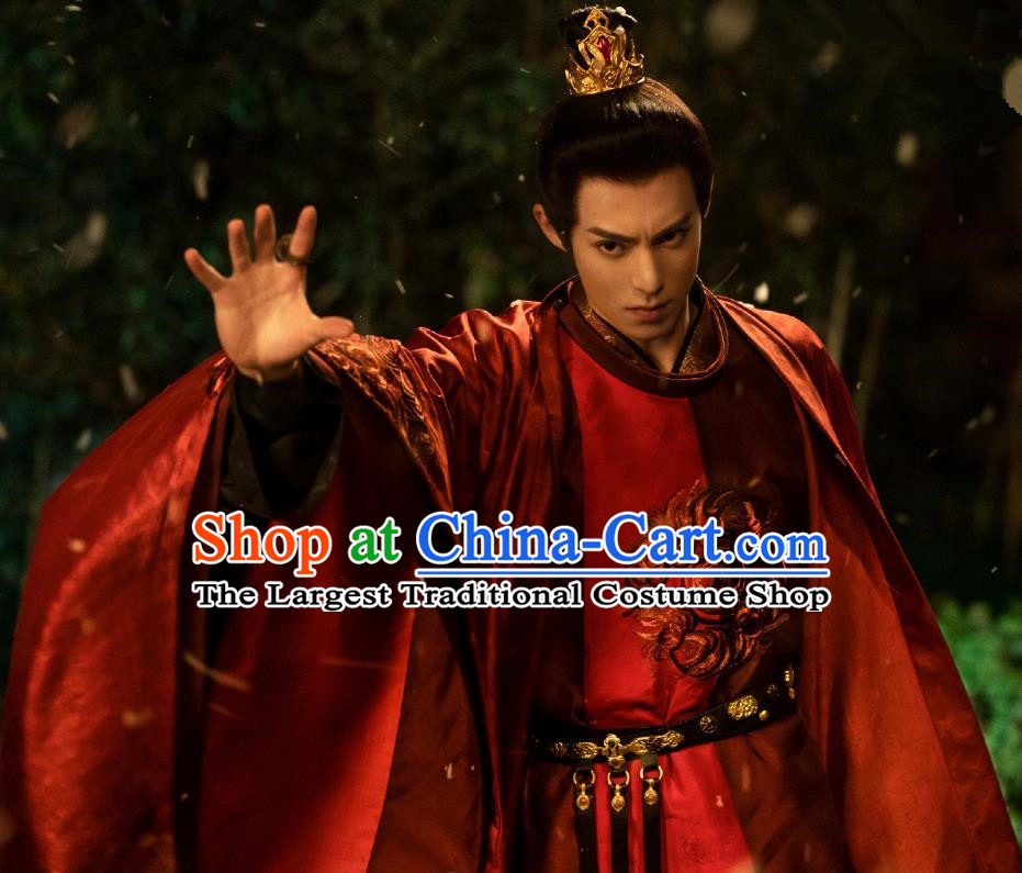 Chinese Drama Love Between Fairy and Devil Dongfang Qing Cang Wedding Garments Ancient Young Lord Costumes Swordsman Red Clothing