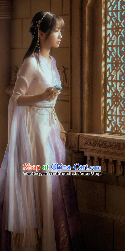Chinese Goddess Dress Clothing Drama Love Between Fairy and Devil Xiao Lan Hua Garments Ancient Fairy Lilac Costumes