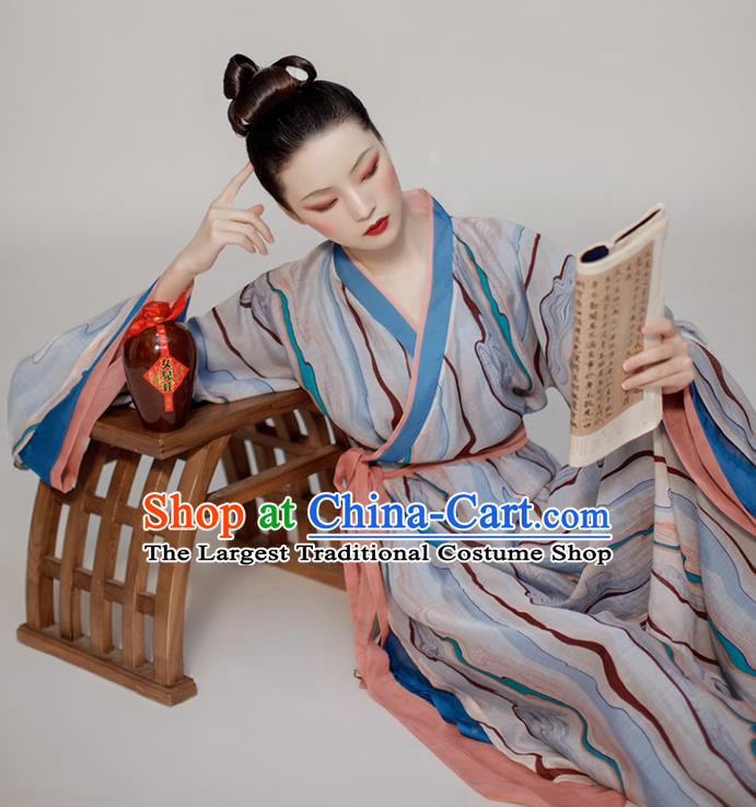 Chinese Traditional Garment Costumes Ancient Young Lady Clothing Han Dynasty Civilian Woman Hanfu Dress