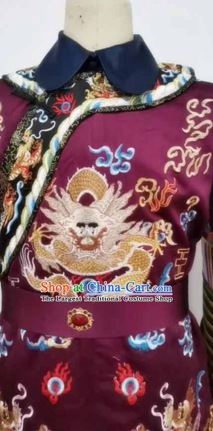Chinese Ancient Eunuch Outfit Qing Dynasty Embroidered Official Garment Costumes Complete Set