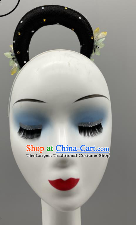 Chinese Classical Dance Hairpiece Woman Dance Competition Hair Jewelries Stage Performance Wig Chignon