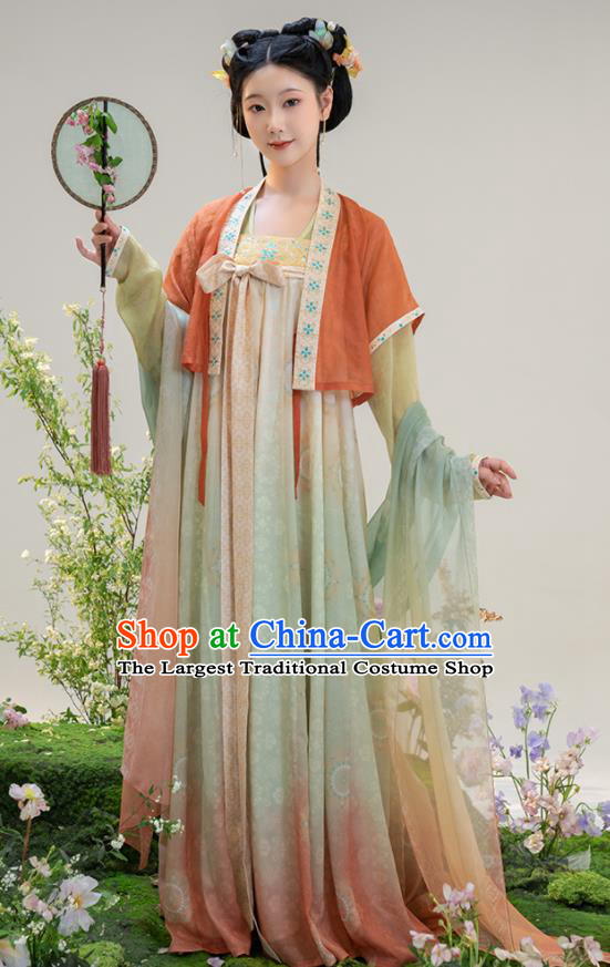 Chinese Traditional Hanfu Dresses Tang Dynasty Young Lady Garment Costumes Ancient Palace Beauty Clothing