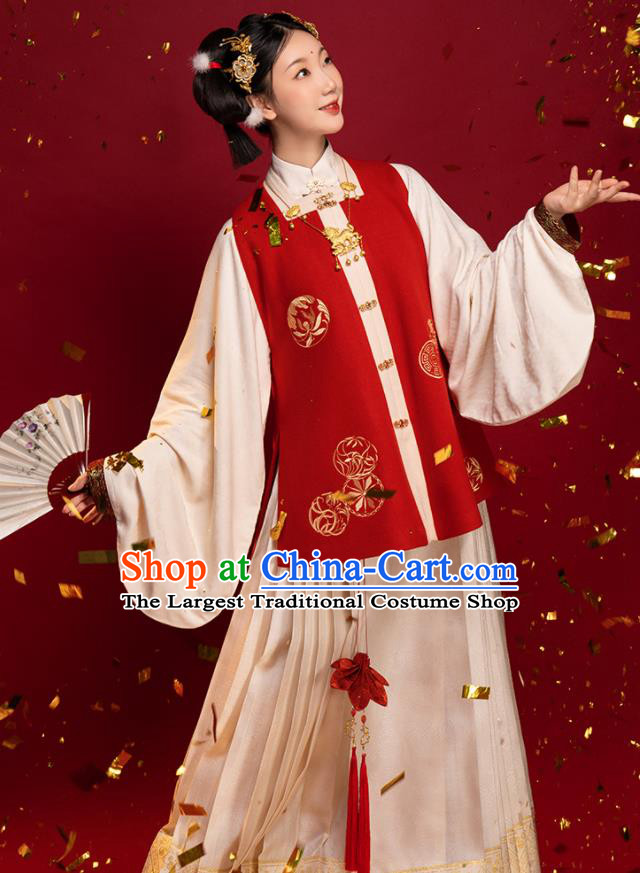 Chinese Traditional New Year Hanfu Dresses Ming Dynasty Young Woman Garment Costumes Ancient Noble Lady Clothing