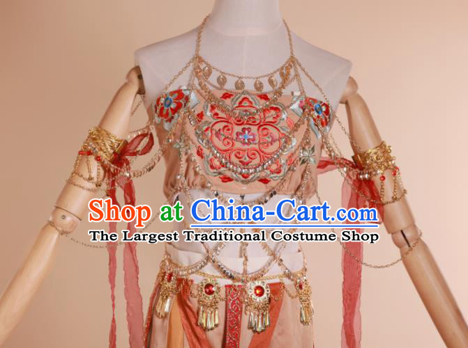Chinese Ethnic Young Lady Garment Costumes Traditional Dance Dress Ancient Western Regions Princess Clothing and Headpieces