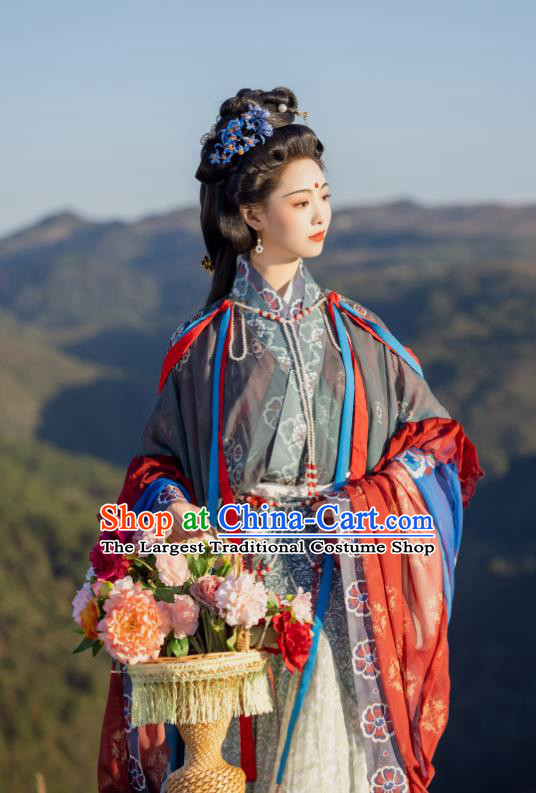 Chinese Traditional Hanfu Dresses Ancient Chang E Moon Goddess Clothing Jin Dynasty Noble Woman Garment Costumes