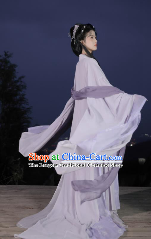 Chinese Traditional Purple Hanfu Dresses Ancient Goddess Clothing Tang Dynasty Princess Garment Costumes