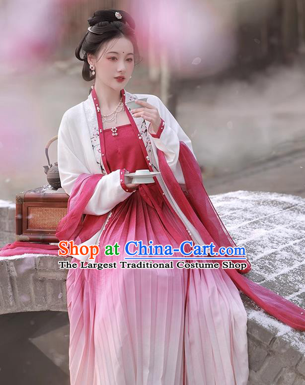 China Song Dynasty Young Woman Dresses Ancient Noble Lady Costumes Traditional Hanfu