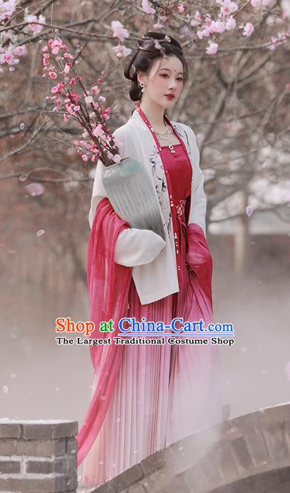 China Song Dynasty Young Woman Dresses Ancient Noble Lady Costumes Traditional Hanfu